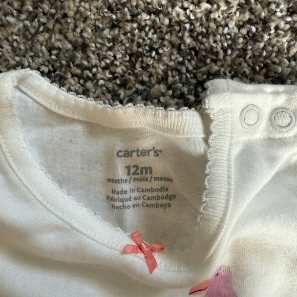 Carter's Baby Girl White Onesie & Blue Flamingo Set Size 12 Months NWOT - Picture 2 of 2